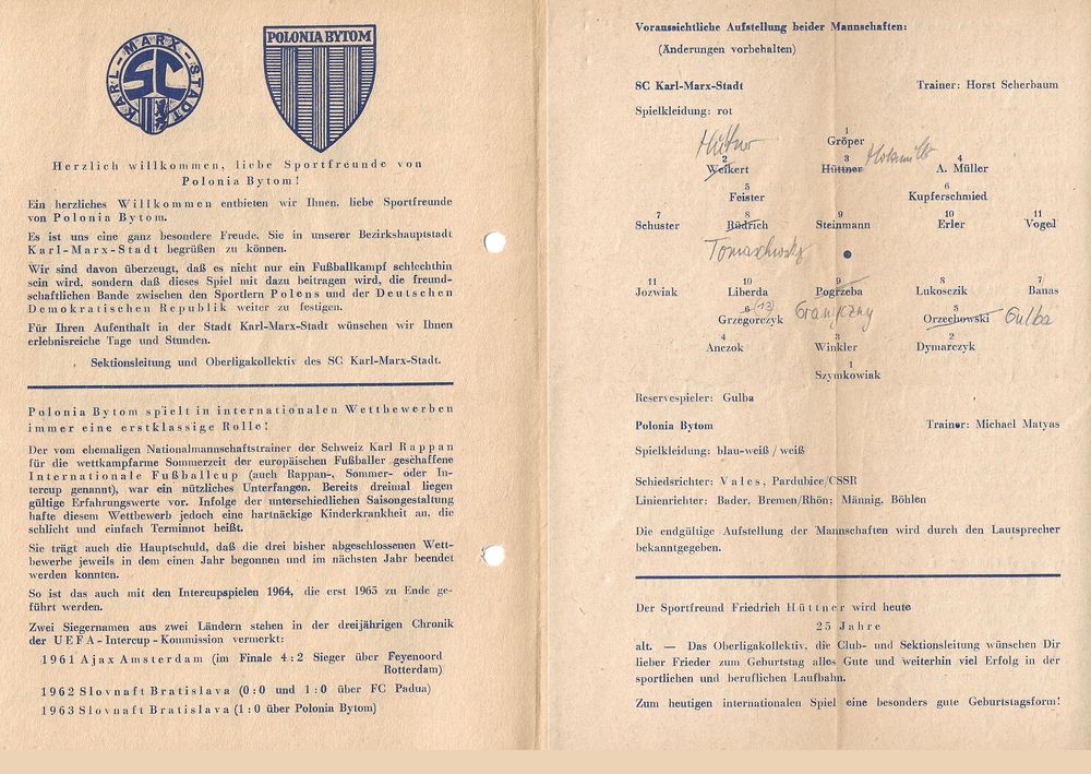 17.III.1965 SC KARL MARX STADT POLONIA BYTOM 2