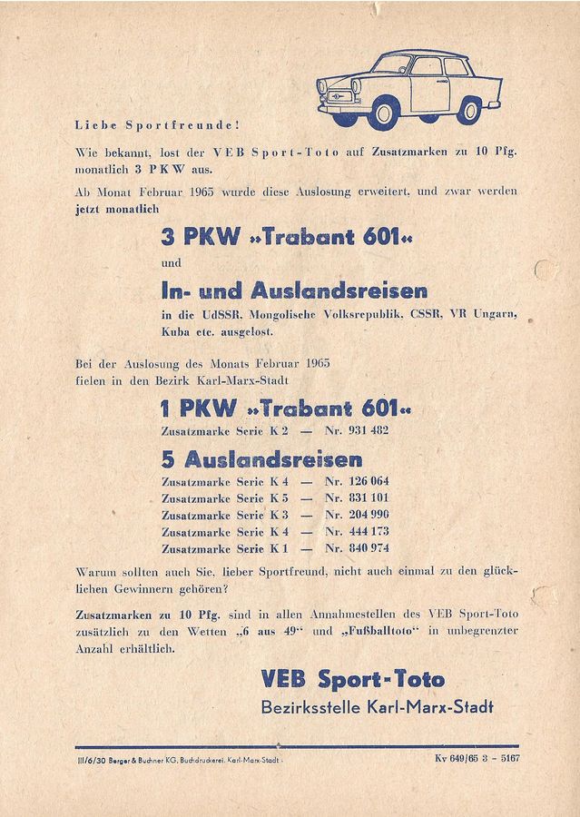 17.III.1965 SC KARL MARX STADT POLONIA BYTOM 4