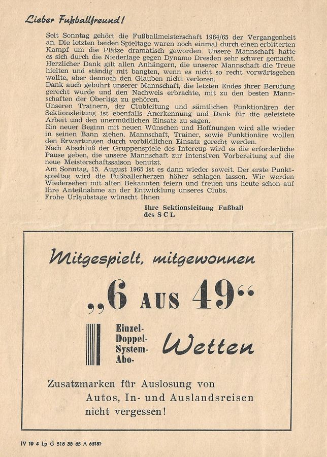 09.VI.1965 POLONIA BYTOM LIPSK 4