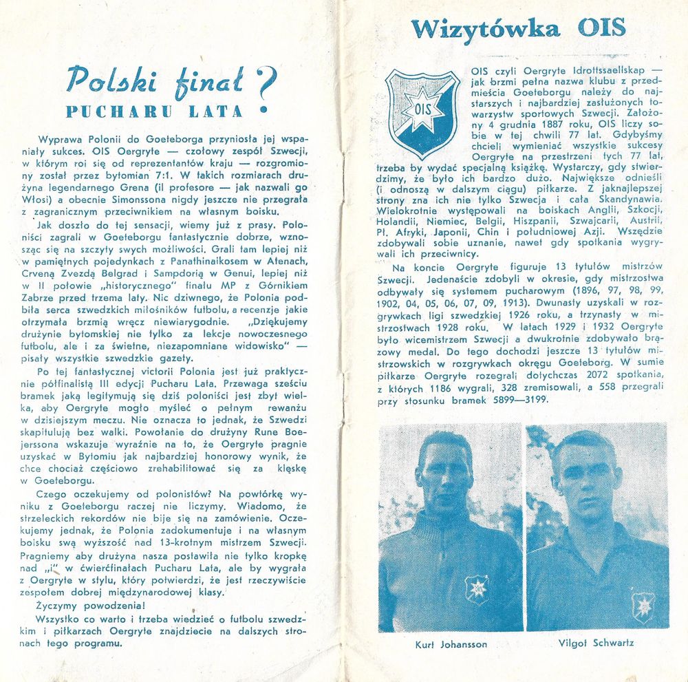 01.IV.1964 OERGRYTE GOETEBORG POLONIA BYTOM 2