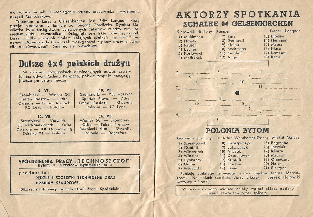 28.VI.1964 SCHALKE GELSENKIRCHEN POLONIA BYTOM 7